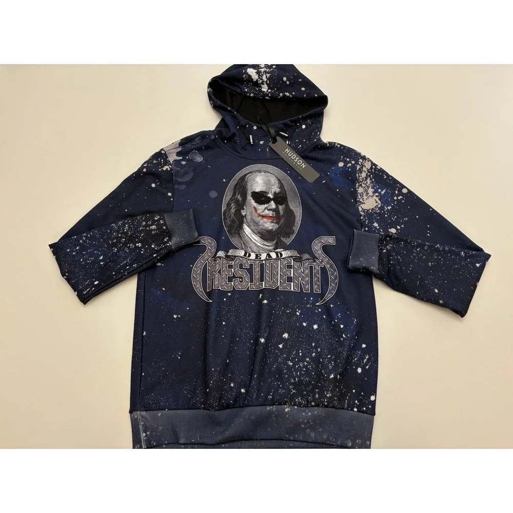 New Hudson Outerwear Dead Presidents Graphic Hoodie SZ M - Picture 1 of 4